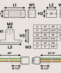 Diagram of Beefed Up 36 LED Trailer Light Kit With Amber Marker For Over 80 Inch Trailers DOT Approved IP67 specs and dimensions.