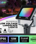 10W RGBIC Lit Color Changing Landscape Light With App And Remote Control, Music Sync, Timer, IP66 Waterproof Outdoor Spotlight