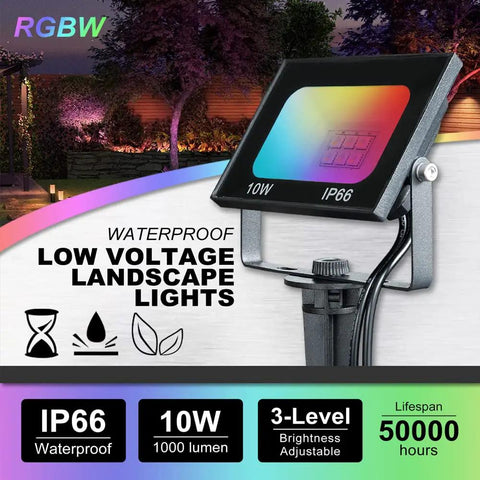 10W RGBIC Lit Color Changing Landscape Light With App And Remote Control, Music Sync, Timer, IP66 Waterproof Outdoor Spotlight