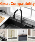 Waterproof Garbage Disposal Air Switch Kit With Long Matte Black Push Button UL Listed for in-sink install next to faucet
