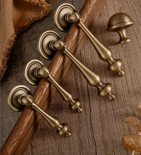 Antique Brass Cabinet Knob Set For Wardrobe Doors And Shoe Cabinets Solid Alloy Drawer Pulls In Bronze Copper Finish