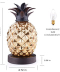 Mercury Glass Pineapple Table Lamp With Golden Finish Lit Diamond Pattern Glow Ideal For Bedroom Dresser Living Room Or Office Decor Bulb Included On Off Cord Switch Perfect Cozy Accent Lighting