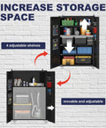 Heavy Duty Rolling Tool Cabinet With Lockable Doors And Pegboard, Rugged Metal Storage On Wheels, 22-Inch Deep, 4 Adjustable Shelves