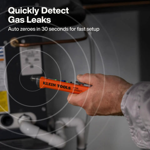 Gas Leak Detector With Wide 100 To 2000 Ppm Range, Audible Alerts And Bright LED Indicators, Slim Lightweight Design With Handy Pocket Clip in use detecting leaks.