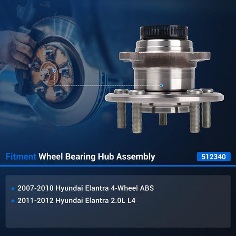 Rear Wheel Hub And Bearing Assembly For Hyundai Elantra 2007 2012 With ABS 5 Lug Replacement Part 512340 close-up view