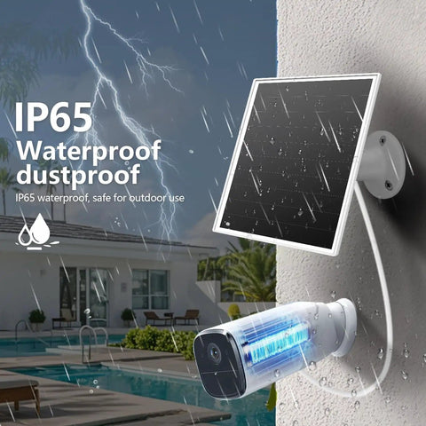6W Outdoor Security Camera Solar Panel With Micro USB And USB C Port For Battery Cameras Fast Charging IP65 Weatherproof