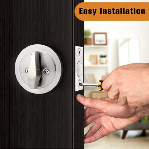 Installing Keyed Alike Single Cylinder Deadbolt Set Brushed Nickel Two Pack With Three Keys Each Anti Theft Interior And Exterior Door Hardware