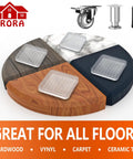 Clear 2 Inch Furniture Coasters For Hardwood Floors, Square Non Slip Rubber Pads displayed on various floor types