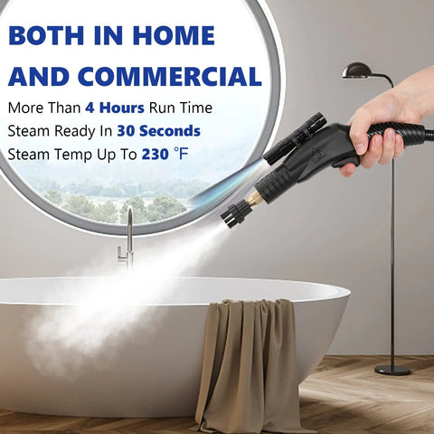 No Sweat High Pressure Steam Cleaner 1700W With Ready In Just 20 Seconds For Kitchen Countertops And Bathroom Tiles, handheld steam nozzle.