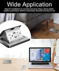 Pop Up Floor Box Waterproof Floor Outlet Kit With 20A USB Chargers And Tamper Resistant Receptacle in a home setting.