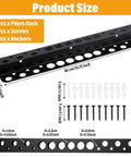 Three Pack Heavy Duty Screwdriver And Pliers Organizer Wall Mount Rack, 16.75 Inch Metal Tool Holder details with screws and anchors.