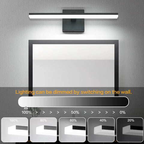 Sleek 18 Inch Black LED Vanity Light For Your Bathroom Over Mirror Dimmable Modern Fixture Matte Black Metal With Acrylic Diffuser Perfect For Powder Room And Easy Install above mirror