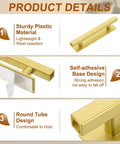 Four Pack Self Stick Push Pull Cabinet Door Handles No Drill Adhesive 6 Inch Rectangle Stick On Pull Handles For Kitchen Cabinets Windows Closets Wardrobes Gold Finish No Fuss Grab And Go gold self-adhesive plastic cabinet handle close-up