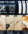 Clear Pvc Non Slip Drawer Stops With Stainless Steel Screws Heavy Duty Furniture Glides For Dressers And Chest Bottoms Smooth As Butter Bottom Repair Set 20 Pack installation steps with images showing how to use drawer stops.