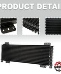 Low Pressure Drop Transmission Oil Cooler Kit LPD47391 for heavy duty trucks, featuring black aluminum construction and mounting hardware