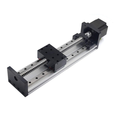 Beefy 200mm Travel Double Linear Rail With SFU1605 Ballscrew And NEMA23 Stepper Motor For DIY CNC Router X Y Z Linear Stage Actuator And 3D Printer High Precision 0.03mm Repeatability And 40kg Horizontal Load 15kg Vertical. 200mm double linear rail with ballscrew and NEMA23 motor
