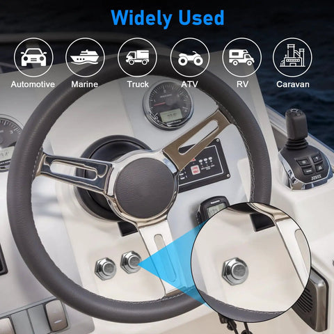 12mm Momentary Push Button Switch Kit, 10 Pack, Waterproof, installed on boat dashboard for marine use, DC 12V 2A, no LED