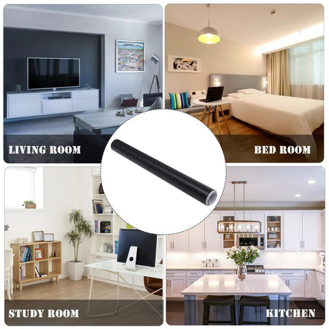 Black Peel And Stick Cabinet Wallpaper, Repositionable PVC Furniture Decals, Self Adhesive Desk Wrap in living room, bedroom, study, and kitchen.