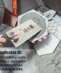 Using Narrow Bucket Pro Grade Heavy Duty Brick Trowel With Wooden Handle for precise mortar on tile, text overlay present