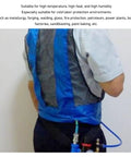Heavy Duty Air Powered Cooling Vest Keeps You Chill In Scorching Heat Industrial Safety Gear For Welding And Forge Utilizes Vortex Tech, shown from the back.