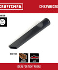 Heavy Duty 1-1/4 Inch Crevice Tool Wet Dry Vac Attachment designed for tight spaces in vehicles, ideal for cleaning nooks.