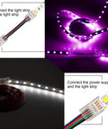 10 Pack 4 Pin 10mm Solderless LED Strip Light Connectors And 16.4 Ft Conductor Extension Cable With Screwdriver For No Fuss Waterproof RGB LED Strip Lights Track Lighting in use.