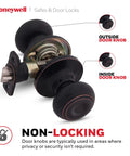 Oil Rubbed Bronze Classic Passage Door Knob For Closets And Hallways, Non Locking Interior Door Hardware, detailed view of knob