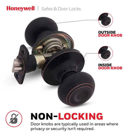 Oil Rubbed Bronze Classic Passage Door Knob For Closets And Hallways, Non Locking Interior Door Hardware, detailed view of knob