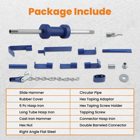 Beefy 13Lb Dent Puller Slide Hammer Car Dent Removal Tool Kit Heavy Duty Auto Body Repair Set With 18 Piece Slide Hammer Puller Blue components