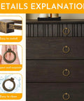 Snag This Dope Set Of Ornate Cabinet Knobs And Pulls With A Slick Bright Brass Finish For Smooth Kitchen Drawer Handles And Stylish Vanity Cup Hardware Featuring A Classic 135Mm Spread on a dresser.