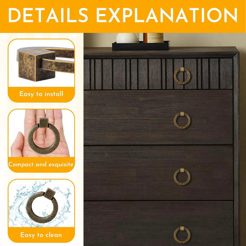 Snag This Dope Set Of Ornate Cabinet Knobs And Pulls With A Slick Bright Brass Finish For Smooth Kitchen Drawer Handles And Stylish Vanity Cup Hardware Featuring A Classic 135Mm Spread on a dresser.