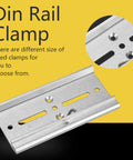 Heavy Duty 35mm Aluminum DIN Rail Fixed Clamp Mounting Clip for Relay Panels, 100mm Frosted Design, product close-up view