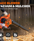 Beast 3-In-1 Gas Leaf Blower Mulcher And Vacuum With 450 CFM Air Flow And 200 MPH Velocity for lawn cleanup in action