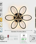 Ultra Slim 23 Inch LED Ceiling Light Fixture With Remote And App Control 70W Dimmable Flush Mount Ceiling Lamp with installation kit.