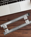 Heavy Duty Keyboard Drawer Slides With Bulletproof 35mm Wide Silver Rail Kit For Slick Office Setup No Brainer Swap Computer Table Replacement Hardware One Pair on wooden desk.