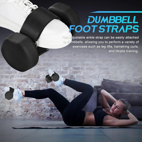 Adjustable Ankle Straps For Weight Lifting And Leg Day Workouts Durable Foot Attachments For Dumbbells Secure Hook And Loop Straps Black Unisex Gym Gear For Home Gym Or Studio, person demonstrating exercise.
