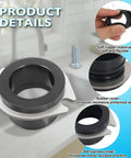 Flexible Anti Vibration Tailpipe Mount Coupling 75499 Replacement Part For Garbage Disposals, black rubber and stainless steel