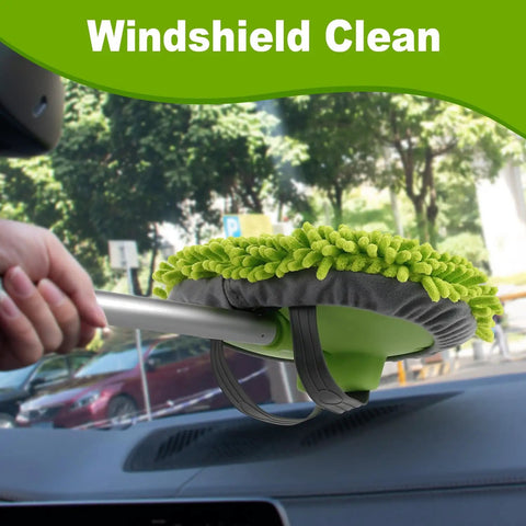 62 Inch Microfiber Car Wash Brush Mop Kit With Long Handle used on car windshield