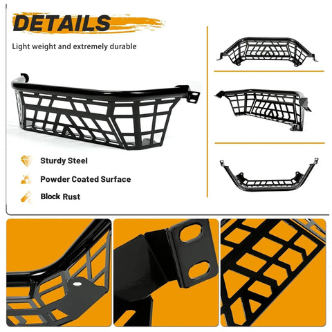 Heavy Duty Steel Cargo Barricade Tailgate Compatible With 2020 To 2025 Kawasaki Teryx KRX 1000 And 2023 To 2025 KRX4 1000 UTV, black powder-coated design.