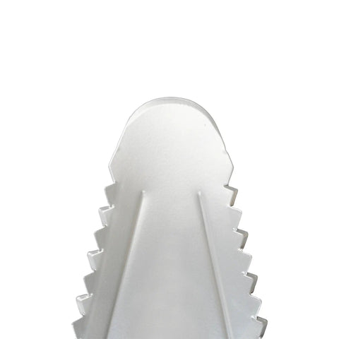 Close-up of curved serrated tip on 32 Inch Serrated Garden Shovel And Saw Combo For Root And Weed Removal