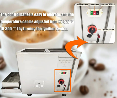 Control panel of Heavy Duty Full Automatic Gas Coffee Roaster With Big 16.5 Lb Batch for precise temperature adjustments.