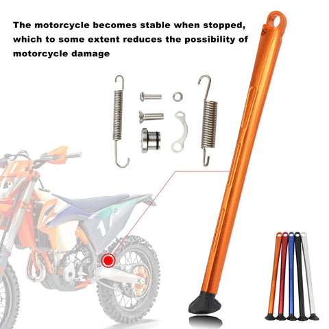 Orange Dirt Bike Kickstand Foot Side With Spring For KTM XC XCW XCF XCFW EXC EXCF EXCR Models, Motorcycle Parking Stand, CNC Machined Aluminum