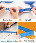 Blue Painters Tape 180 Yards Removable Masking Tape used for painting projects with sharp edges on various surfaces.