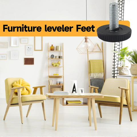 Threaded Adjustable Leveling Feet M8 12 Pack For Furniture Tables Chairs Cabinets And Stools Galvanized Steel With Black Finish Durable No Wobble Levelers For Easy Stabilization in room