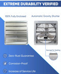 Heavy Duty 24 Inch Shutter Exhaust Fan With Speed Controller 4200 CFM High Speed Wall Mounted Vent Fan front and back view