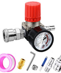 Air Compressor Pressure Regulator With Dial Gauge 0 To 175 PSI For Air Tools And Home Garage Use Four Way Valve Easy Install