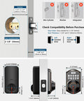 Fingerprint Door Lock With Keyless Entry Electronic Keypad Deadbolt No Fuss Setup Auto Lock 20 Fingerprints shown with dimensions