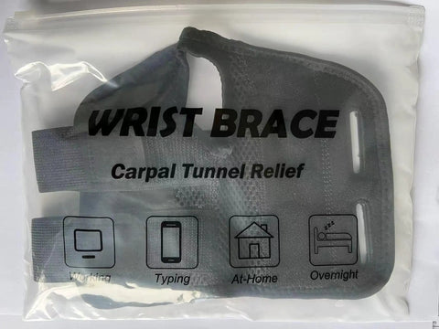 Wrist Brace For Carpal Tunnel Relief Right Or Left Hand With Night Wrist Sleep Support packaging with icons