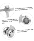 Beefy Heavy Duty Sliding Track Roller For Industrial Doors And Furniture Closets And Cabinets shown with close-up views of roller wheels