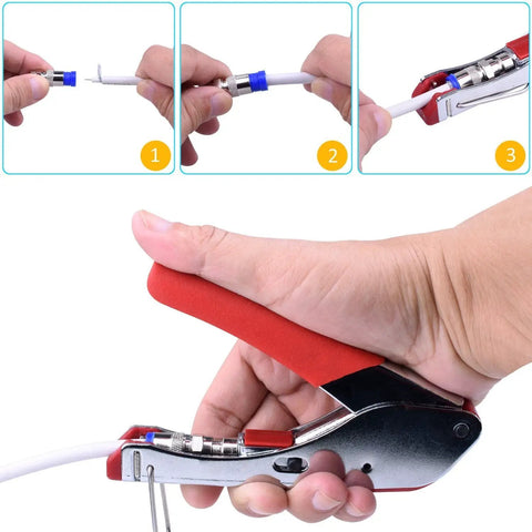 Coax Cable Crimping Tool Kit For RG6 And RG59 With Wire Stripper, Durable Compression Tool, Includes 10 RG6 F Connectors, Easy Install